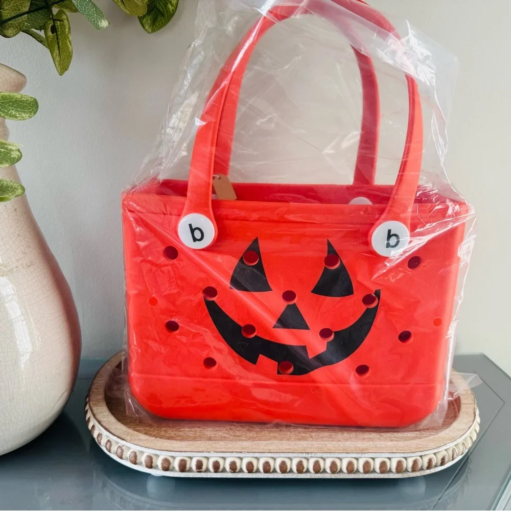 NWT EVA Bogg or Croc style pumpkin Waterproof Tote - Bitty Size- orange - Picture 3 of 7